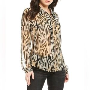 Guess | Zebra print sheer buttoned up shirt